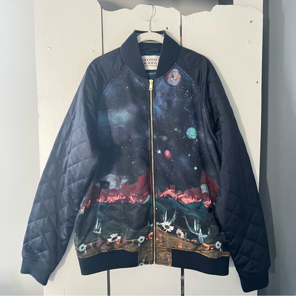 SCOTCH & SODA Mens Unique Space Night Sky Printed  Bomber Jacket Size XXL